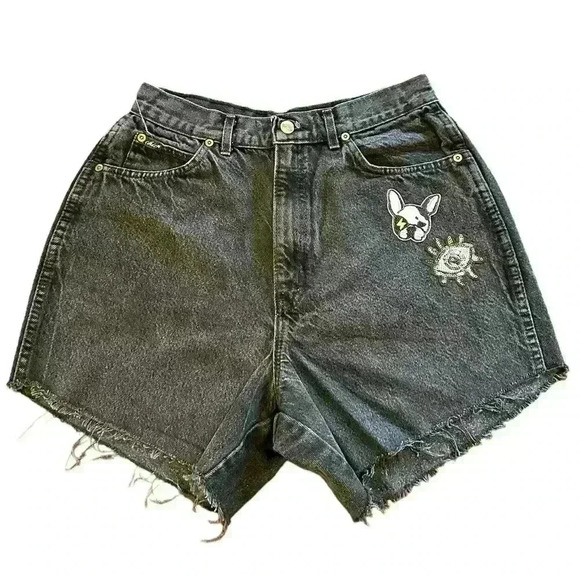 chic Pants - VTG 80s Chic Black Denim Cutoff Shorts 27” Waist Relaxed Western Grunge